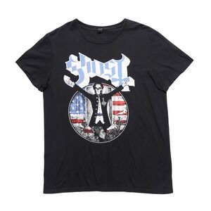 Ghost Band Tee Mens Large Black Papa Emeritus American Flag Graphic 2017